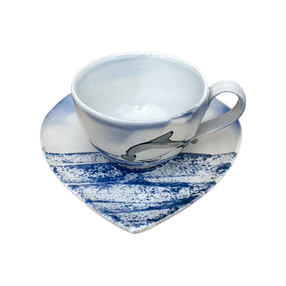 Dolphin Cup and Saucer - Heart Shaped