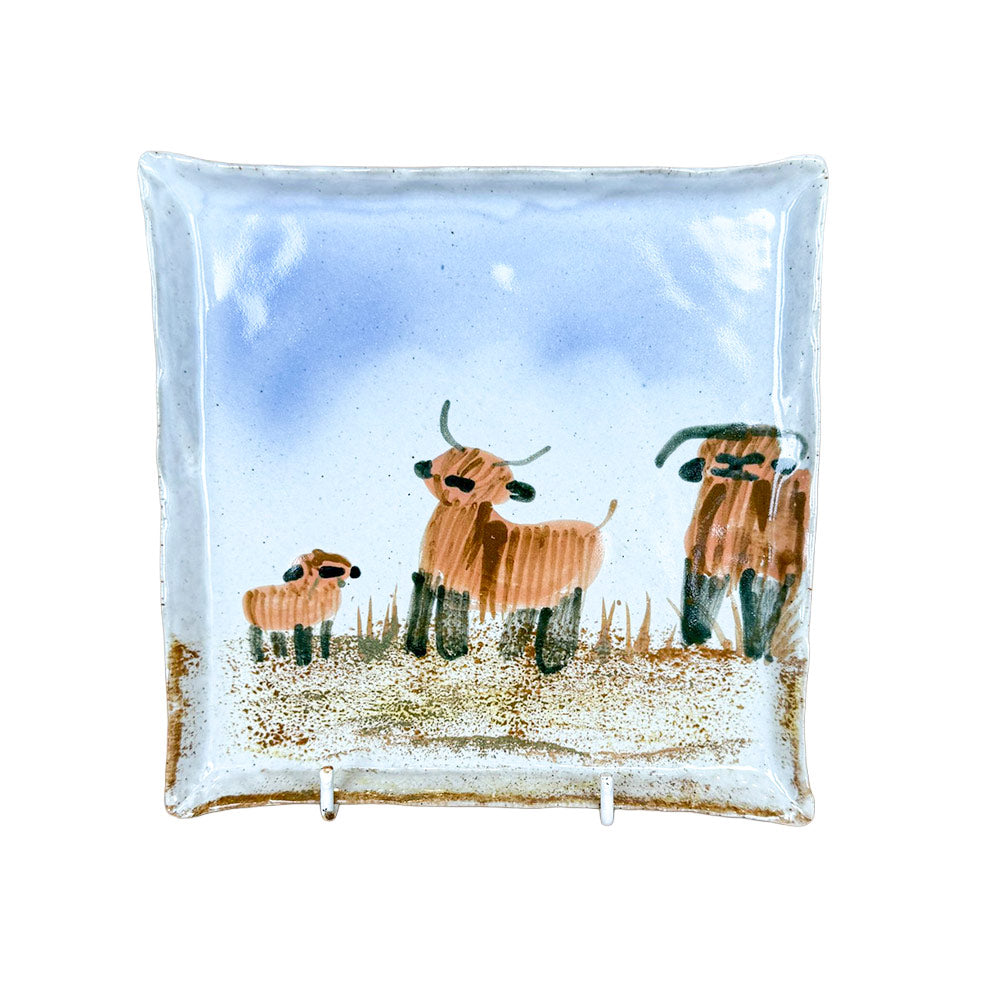 Highland Cow Slab Plate - Square (small)