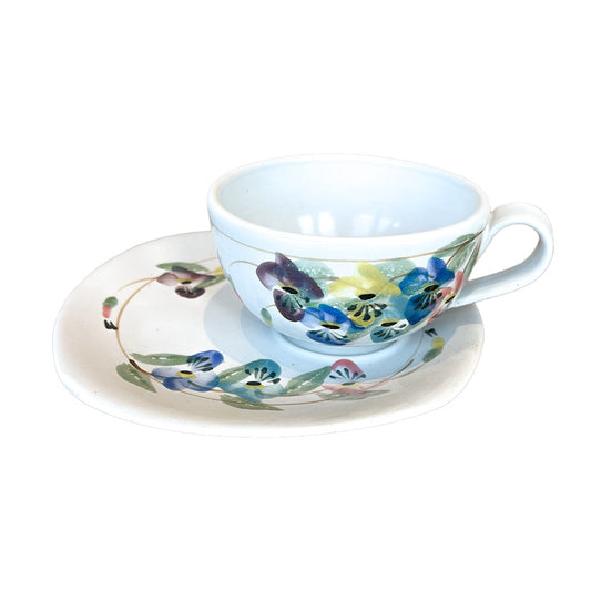 Clematis Multi Coloured Breakfast Cup and Saucer