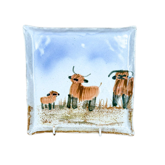 Highland Cow Slab Plate - Square (small)